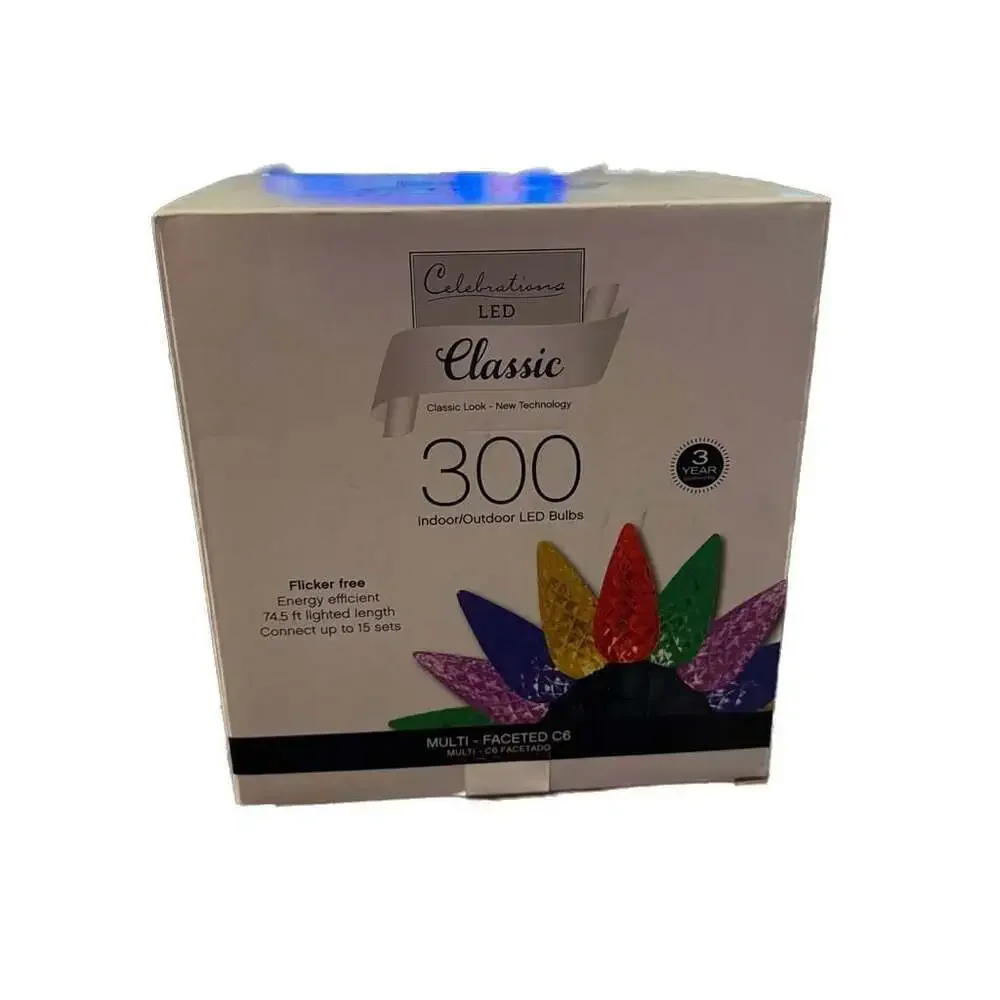 Celebrations LED Classic 300 Multicolor C6 Indoor/Outdoor Lights - 74.5 ft